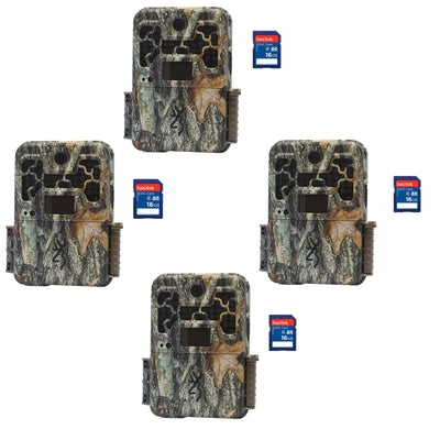 Browning Trail 2018 Camo Hunting Video Camera (4 Pack) + 16GB SD Card (4 Pack)