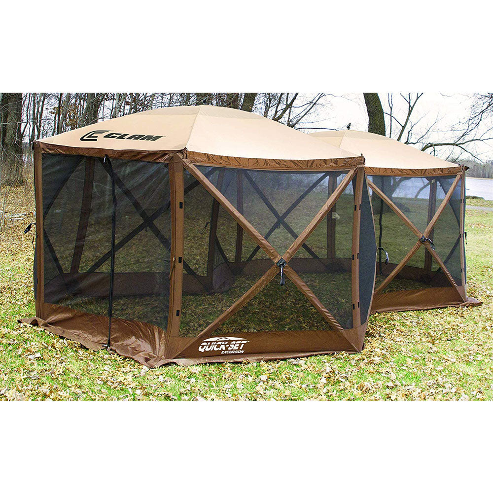 Clam Quick Set Excursion Canopy Screen Shelter + Wind & Sun Panels (9 Pack) - VMInnovations