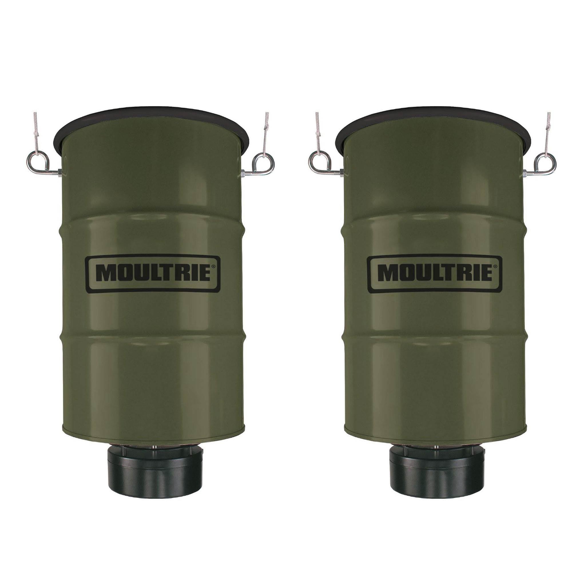Moultrie 30 Gallon Pro Magnum 360 Degree Hanging Metal Barrel Deer Feeder, 2 Ct
