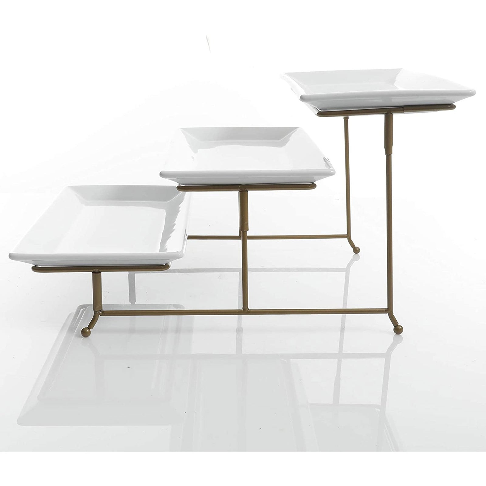 Gibson Elite Gracious Dining 3 Tier Serving Platter Cake Stand, Gold (Open Box) - VMInnovations
