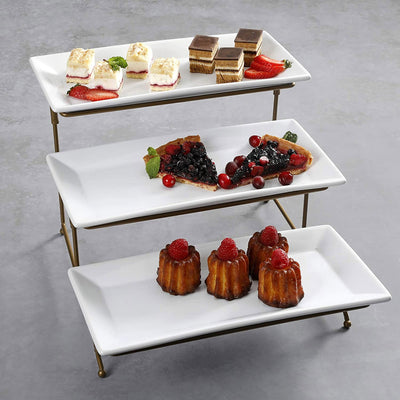 Gibson Elite Gracious Dining 3 Tier Serving Platter Cake Stand, Gold (Open Box) - VMInnovations