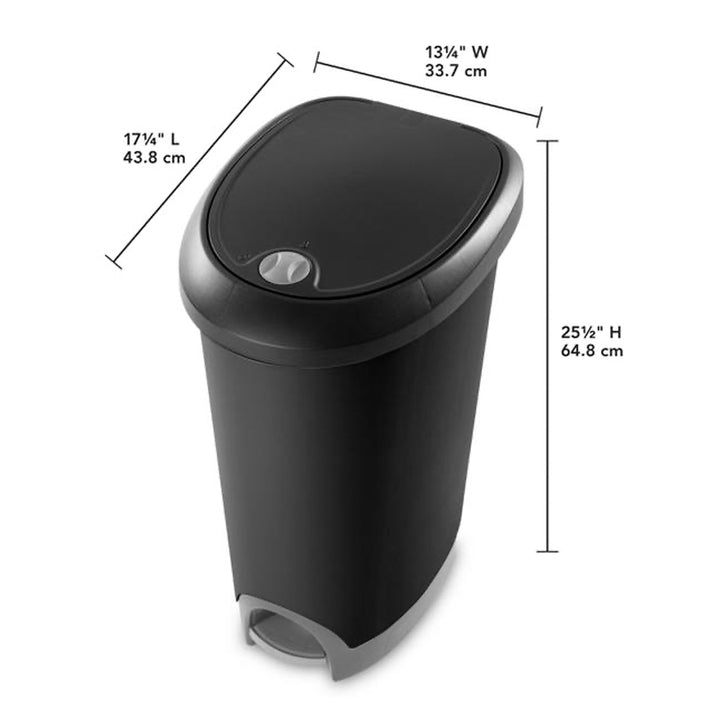 Sterilite 12.6 Gallon Locking Lid Step On Kitchen Wastebasket Trashcan, 4 Pack