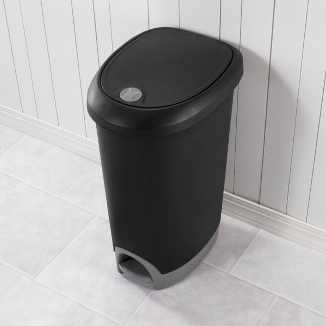 Sterilite 12.6 Gallon Locking Lid Step On Kitchen Wastebasket Trashcan, 4 Pack