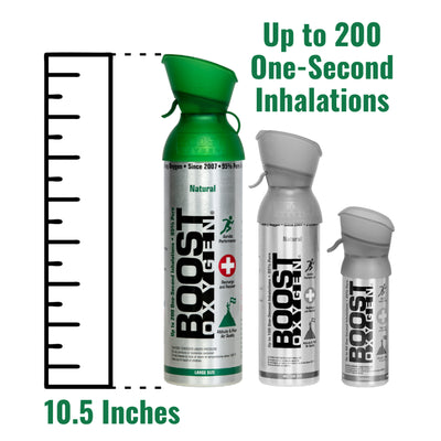 Boost Oxygen 10 Liter Canned Supplemental Oxygen Bottle with Mouthpiece, Natural - VMInnovations