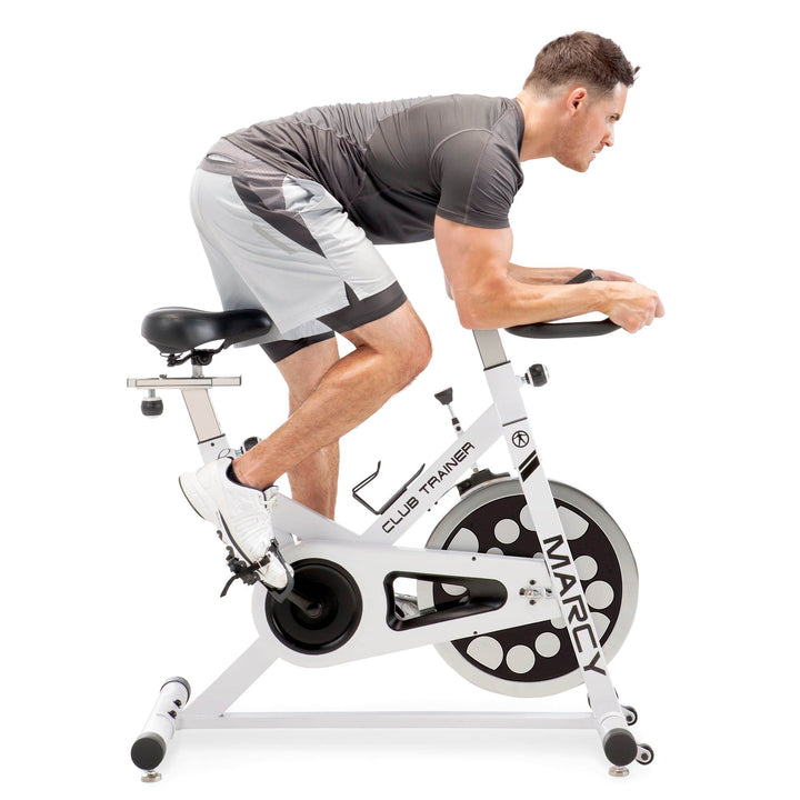 Marcy XJ-5801 Club Revolution Indoor Home Gym Exercise Bike Trainer, White/Black