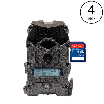 Wildgame Innovations Mirage 16 Hunting Game Trail Camera, 4 Pack + SD Cards