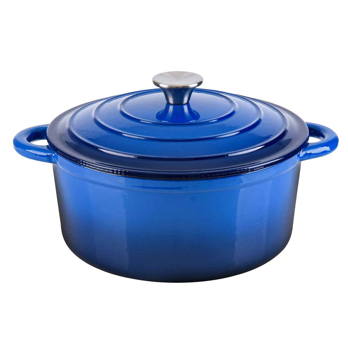 Hamilton Beach 5.5 Qt Enameled Cast Iron Covered Dutch Oven Pot, Blue (Open Box)