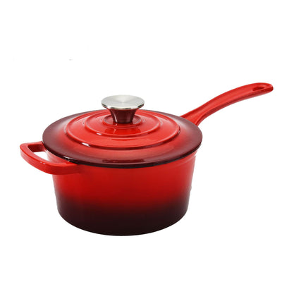 Hamilton Beach 2 Quart Enameled Coated Cast Iron Round Sauce Pan, Red (Open Box)