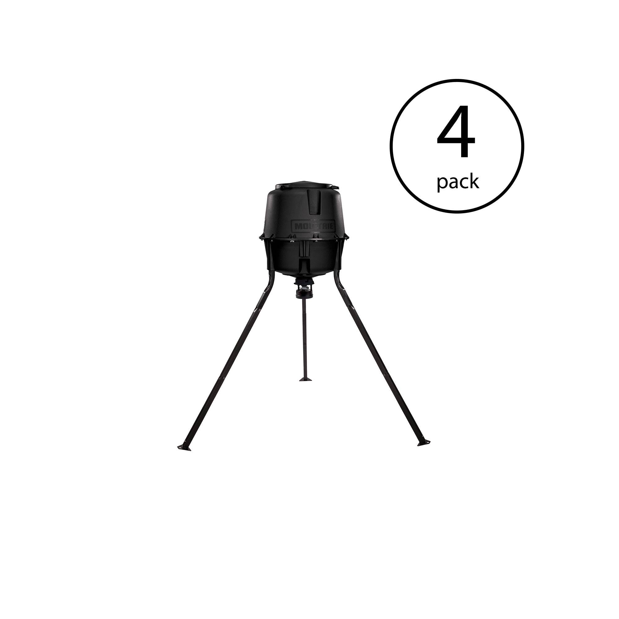 Moultrie 30 Gallon Hopper Hunting Tripod Deer Feeder w/ Digital Timer (4 Pack)