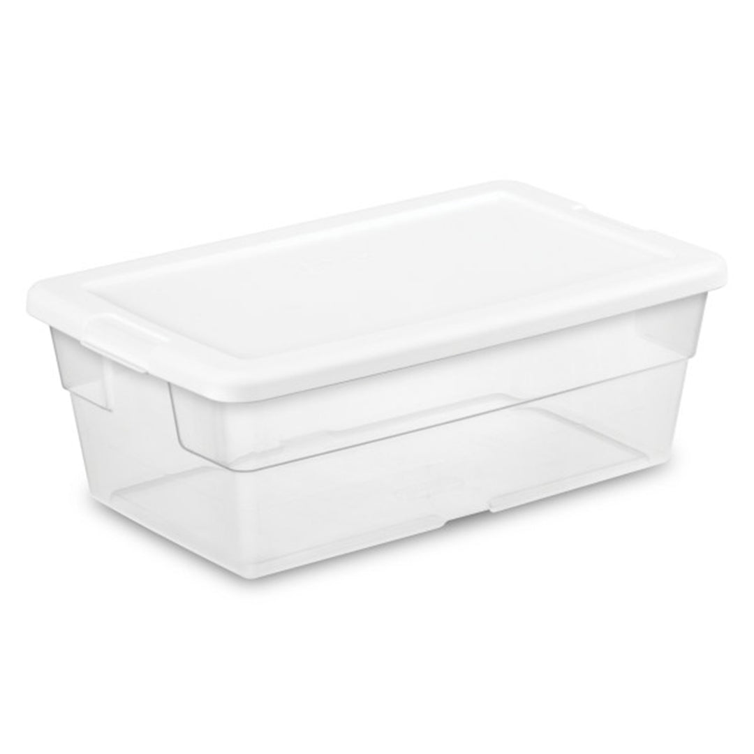 Sterilite 6 Quart Clear Stacking Storage Tote Container with White Lid (48 Pack)