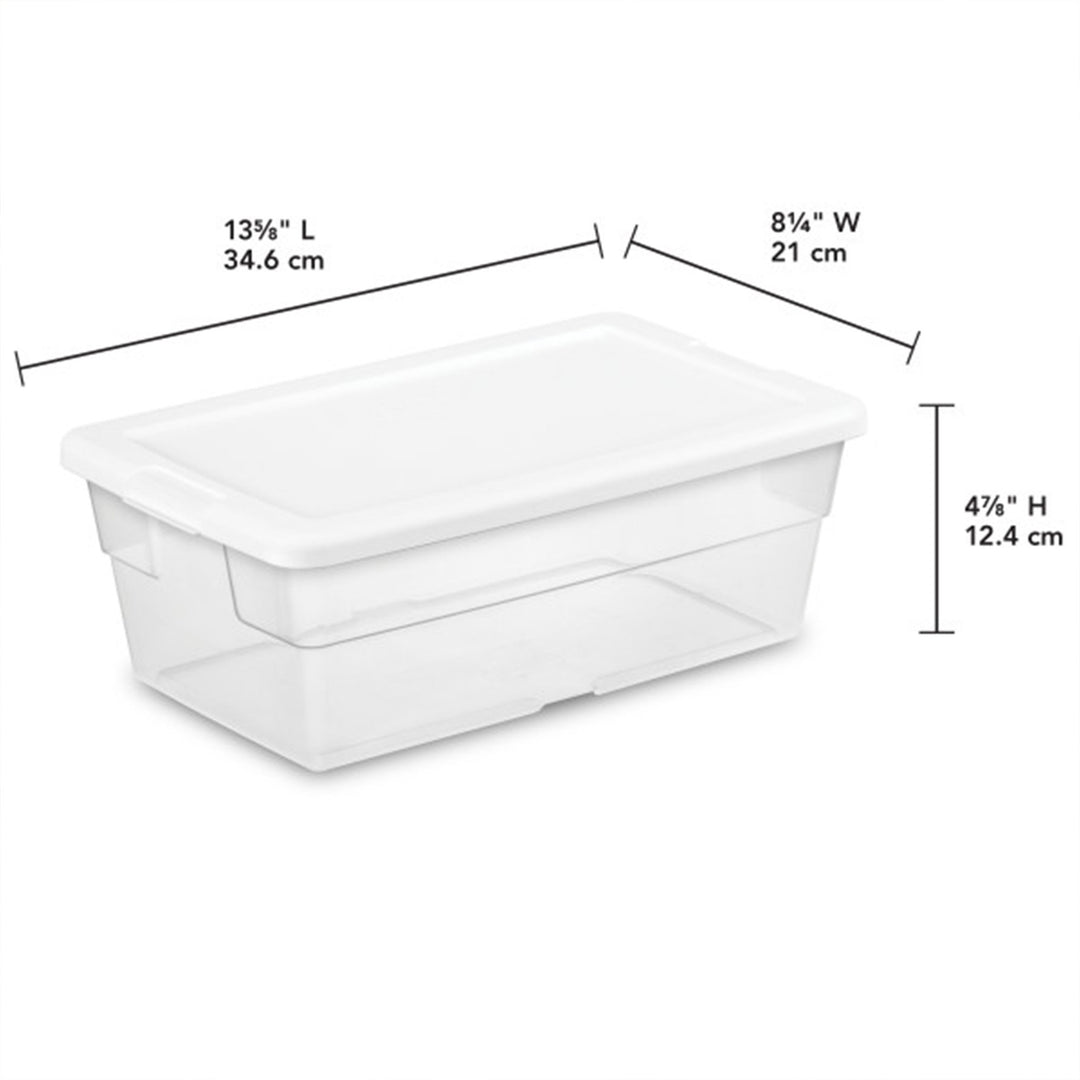 Sterilite 6 Quart Storage Box Stackable Bin with Lid, Plastic Container, 12 Pack