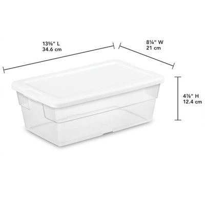 Sterilite 6 Quart Clear Stacking Storage Tote w/ White Lid (24 Pack) (Open Box)
