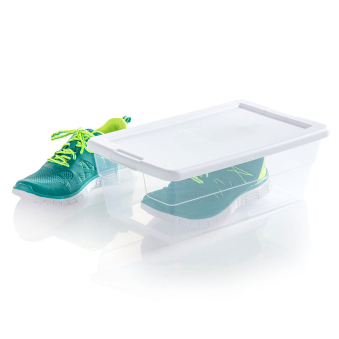 Sterilite 6 Quart Clear Stacking Storage Tote Container with White Lid (48 Pack)