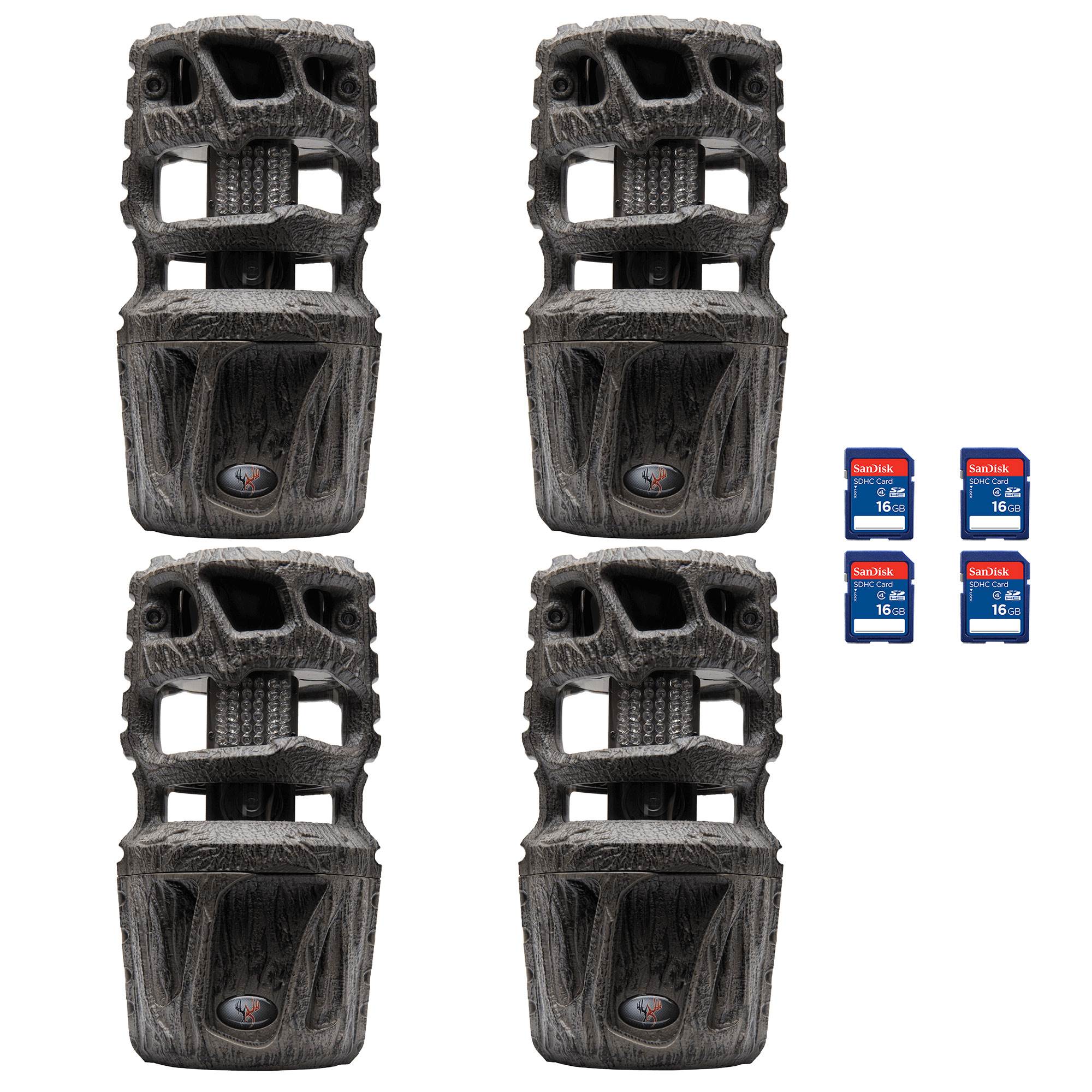 Wildgame Innovations 360 Crush 12MP Video Game Trail Camera (4 Pack) + SD Cards