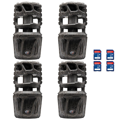 Wildgame Innovations 360 Crush 12MP Video Game Trail Camera (4 Pack) + SD Cards
