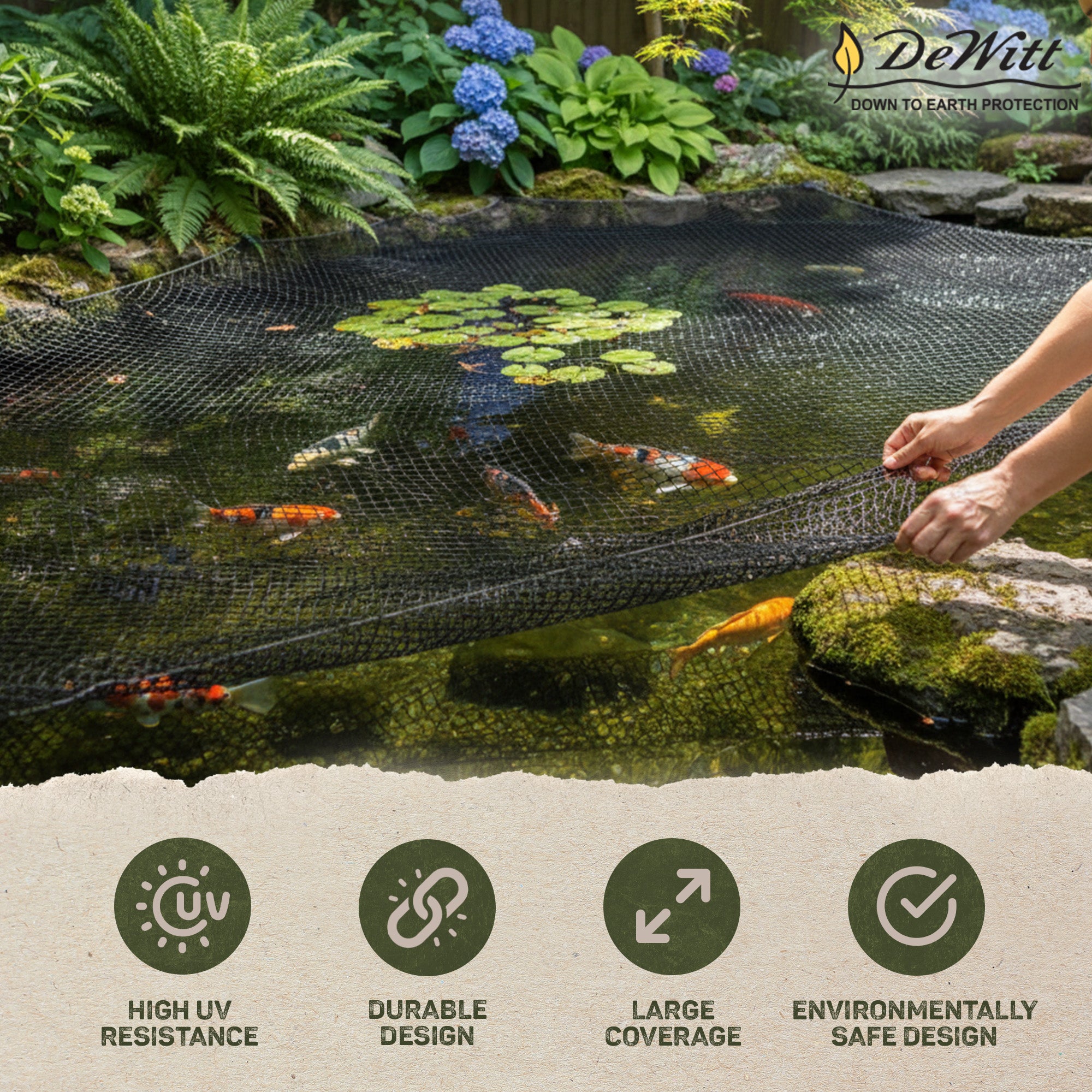 DeWitt Deluxe 20 x 30 Ft Heavy Duty Backyard Fish Pond Netting Cover (Open Box) - VMInnovations