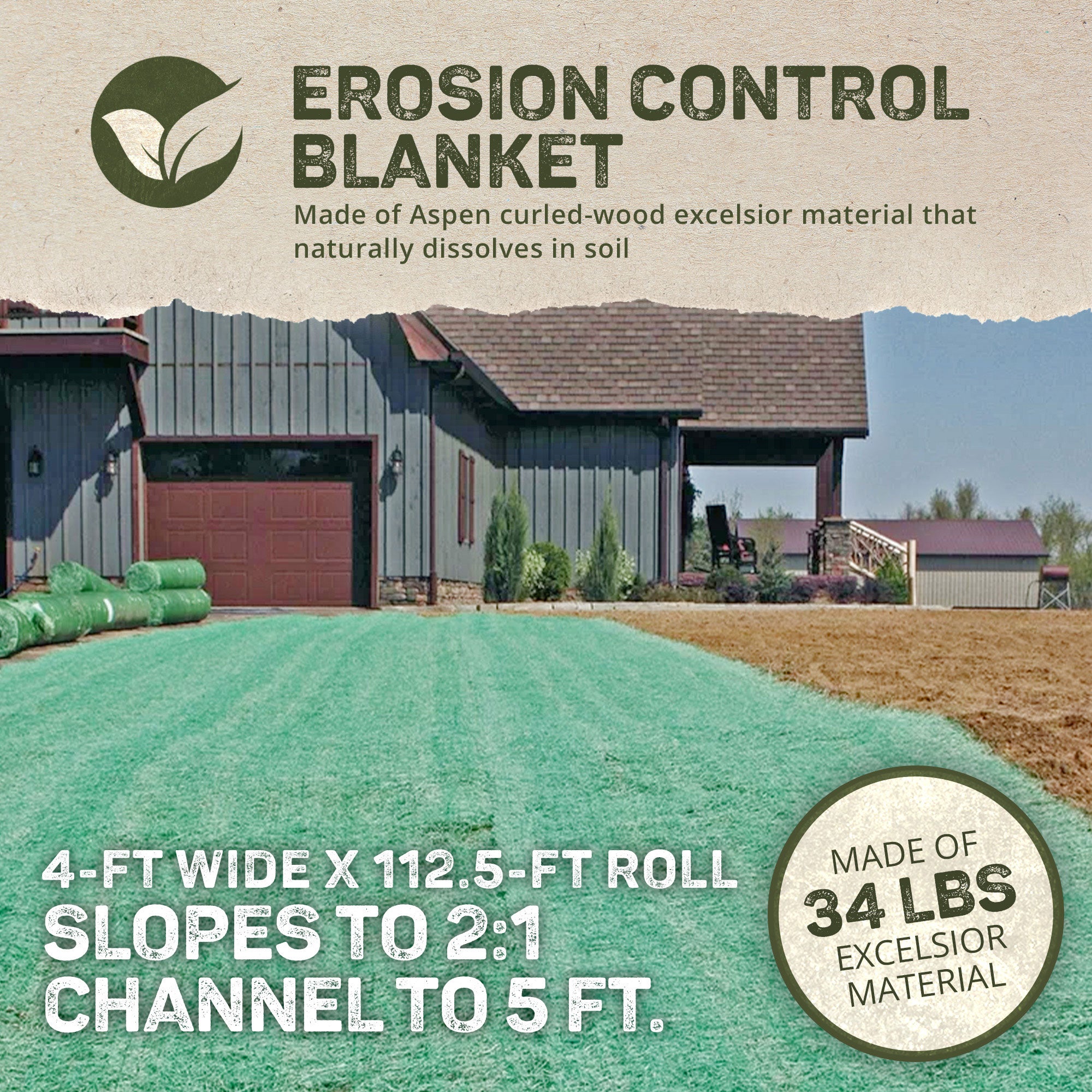 DeWitt Excelsior Landscape Erosion Control Blanket, 4'x112.5' (10 Pack)