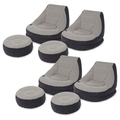 Intex Inflatable Ultra Lounge Chair With Cup Holder And Ottoman Set (4 Pack) - VMInnovations