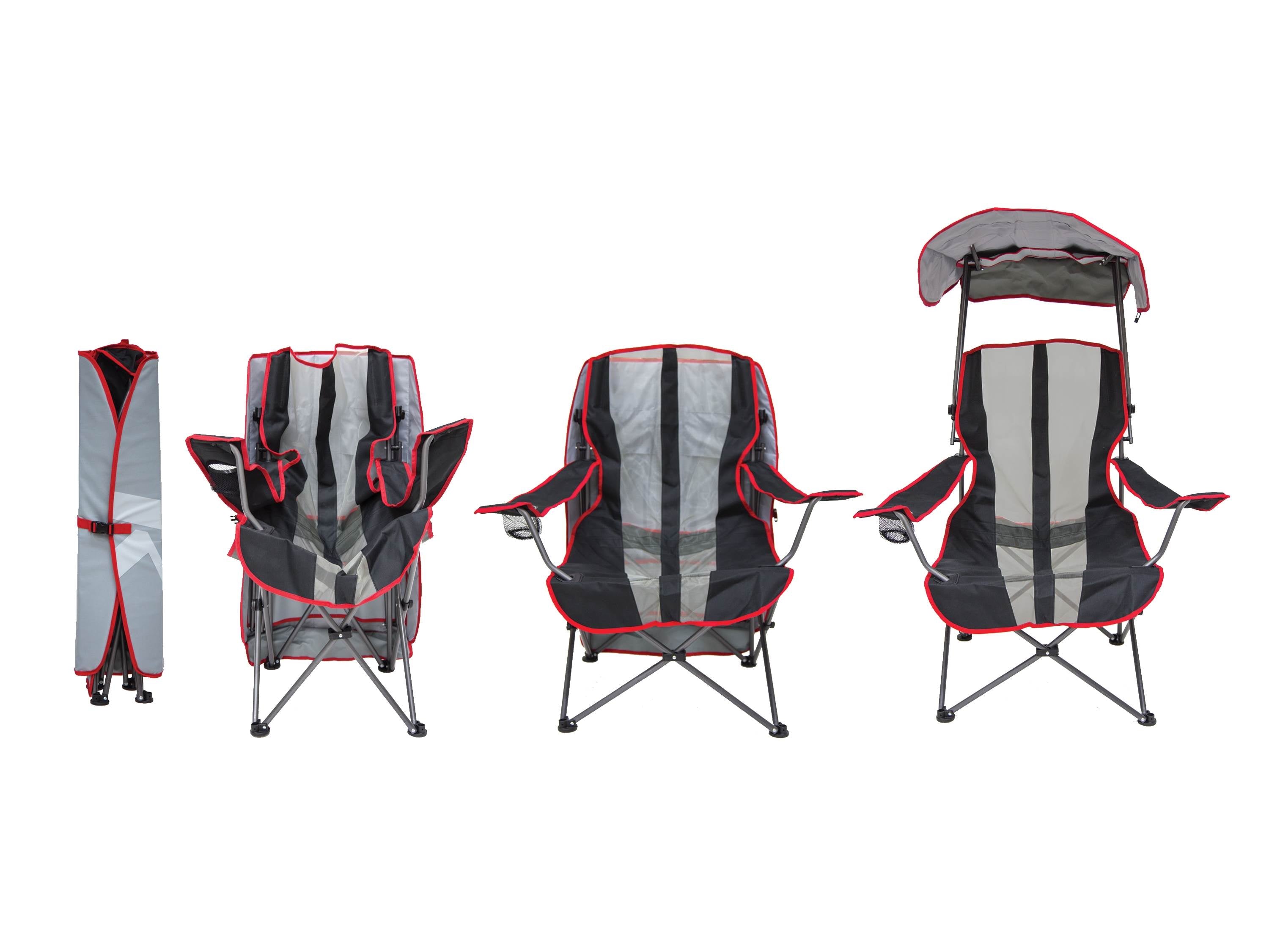 Kelsyus Premium Canopy Foldable Outdoor Lawn Chair with Cup Holder, Red (2 Pack)