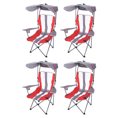 Kelsyus Premium Portable Camping Chairs w/ Canopy & Cup Holders, Black / Red, 4 Ct - VMInnovations
