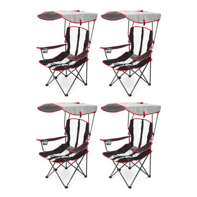 Kelsyus Premium Portable Camping Chairs w/ Canopy & Cup Holders, Black / Red, 4 Ct - VMInnovations