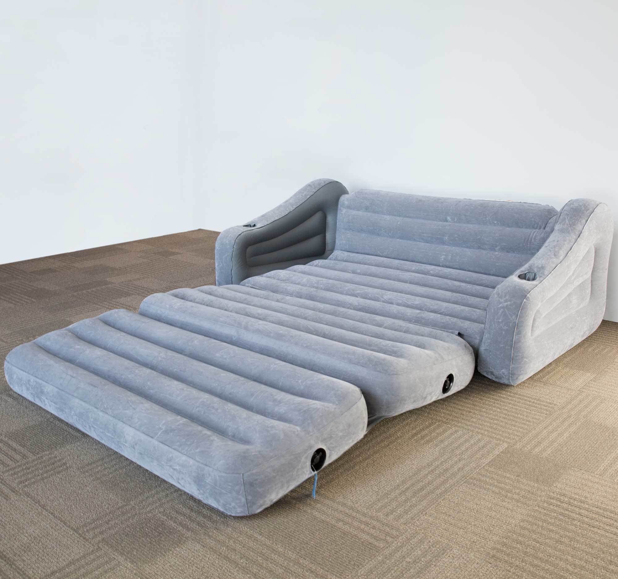 Intex Inflatable 2-In-1 Pull-Out Sofa & Queen Air Mattress Futon, Gray (2 Pack)