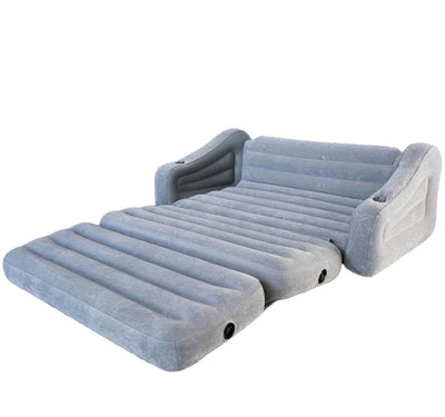 Intex Inflatable 2-In-1 Pull-Out Sofa & Queen Air Mattress Futon, Gray (2 Pack)