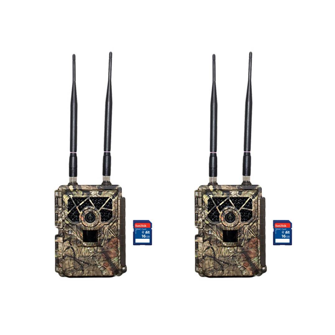 Covert Code Black Wireless LTE Camo Hunting Game Trail Camera, 2 Pack + SD Cards