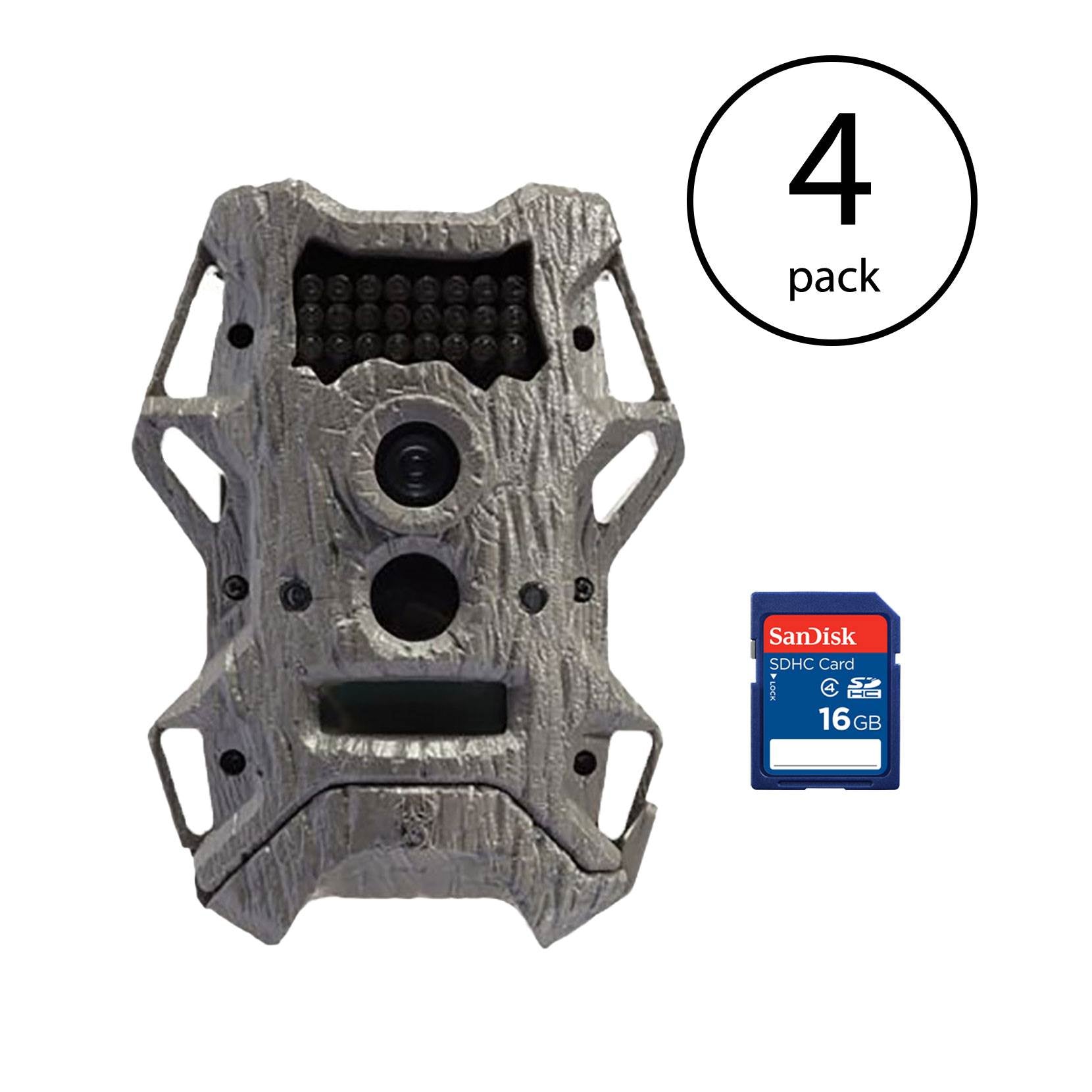 Wildgame Innovations Cloak Pro Rapid Trigger 12MP Game Camera, 4 Pack + SD Cards