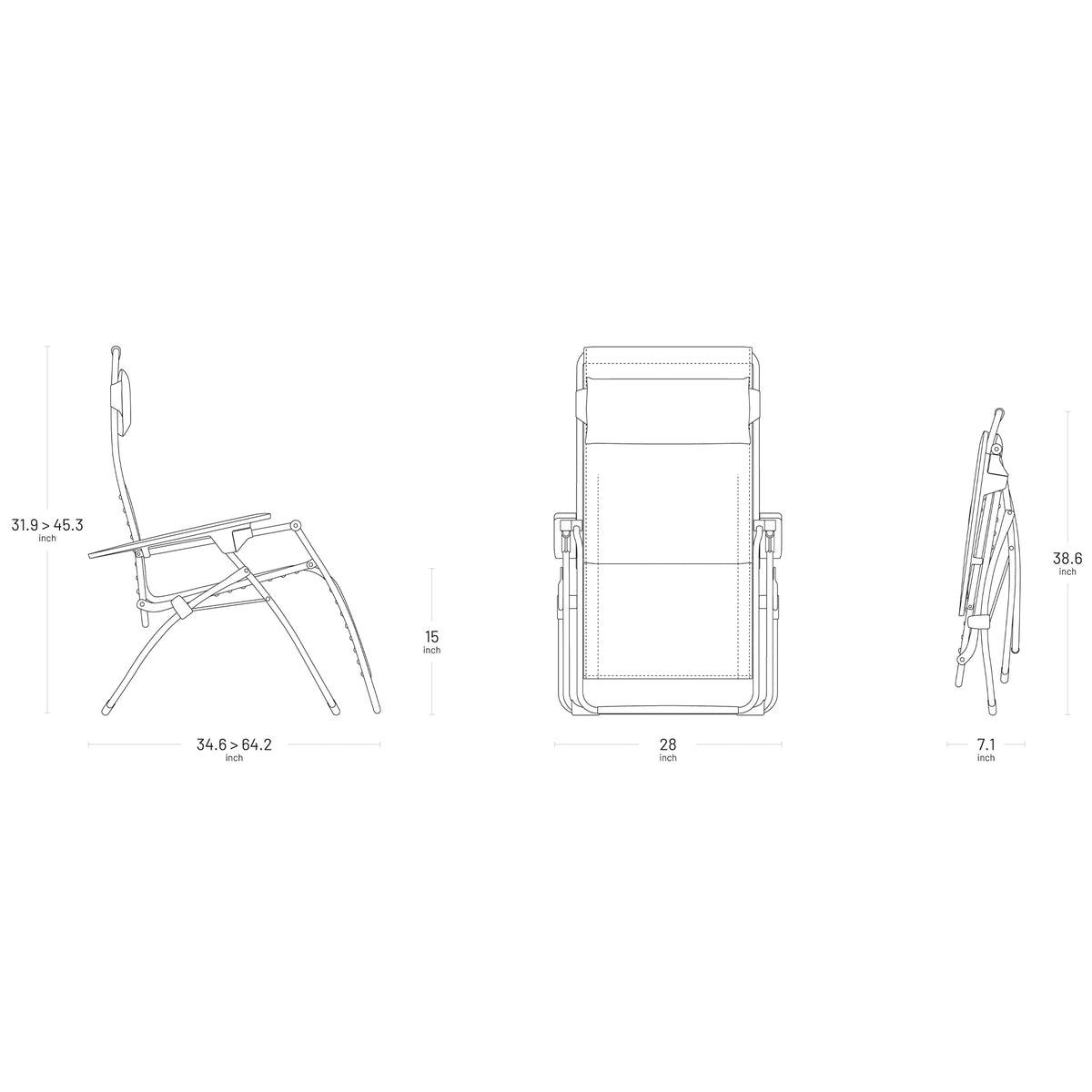 Lafuma Futura Zero Gravity Outdoor Steel Framed Lawn Recliner Chair (Open Box)