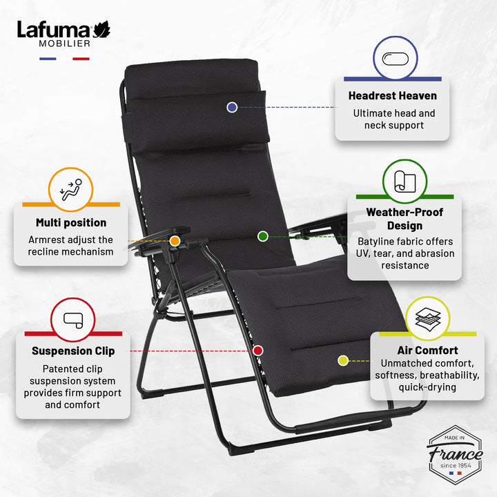 Lafuma Futura Air Comfort Zero Gravity Indoor Outdoor Recliner Chair, (Open Box)
