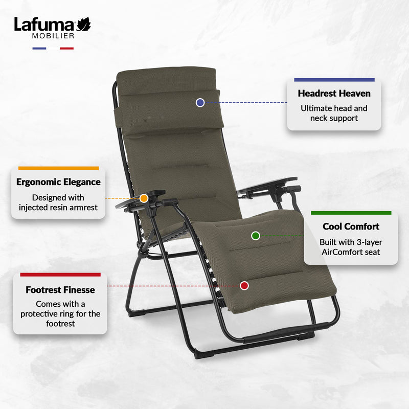 Lafuma Futura Air Comfort Zero Gravity Recliner Chair, Taupe (Used)