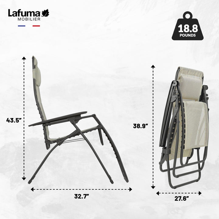 Lafuma Futura Air Comfort Zero Gravity Indoor Outdoor Recliner Chair, Taupe