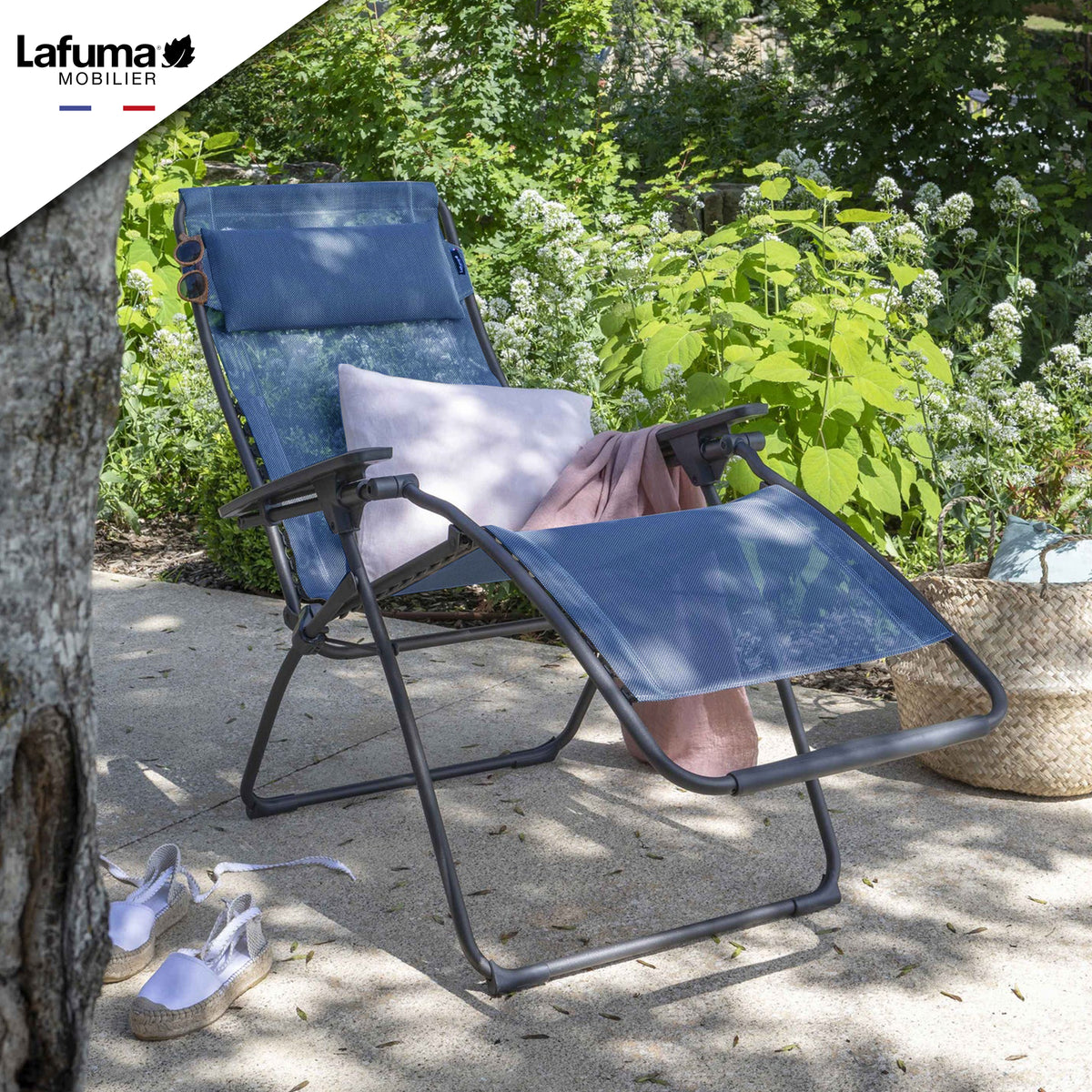 Lafuma Futura XL Zero Gravity Lawn Steel Framed Recliner Chair, Ocean (2 Pack)