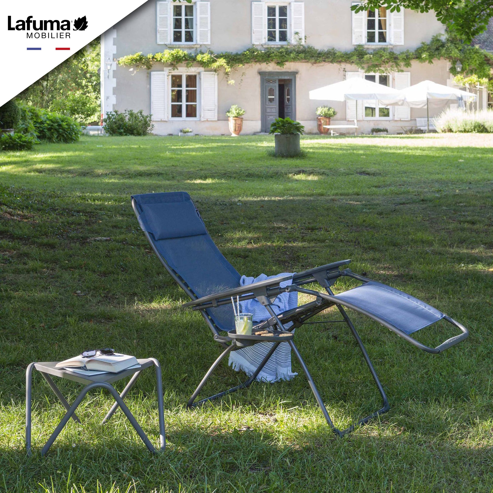 Lafuma Futura XL Zero Gravity Lawn Steel Framed Recliner Chair, Ocean (2 Pack)