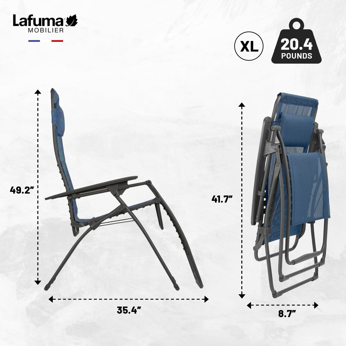 Lafuma Futura XL Zero Gravity Lawn Steel Framed Recliner Chair, Ocean (2 Pack)