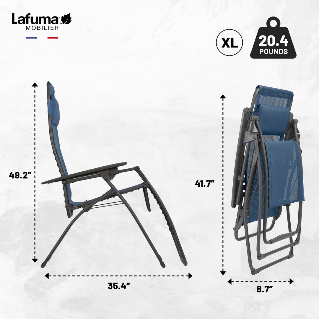 Lafuma Futura XL Zero Gravity Steel Framed Lawn Recliner Chair, Ocean (Open Box)