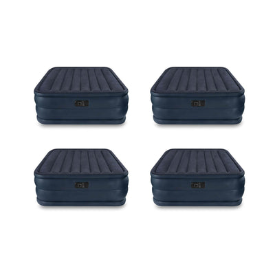 Intex Queen Raised Downy Inflatable Indoor Air Mattress Bed with Pump (4 Pack)