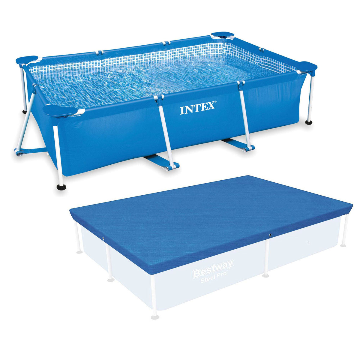 Intex 86" x 59" x 23" Above Ground Rectangular Frame Pool and Cover