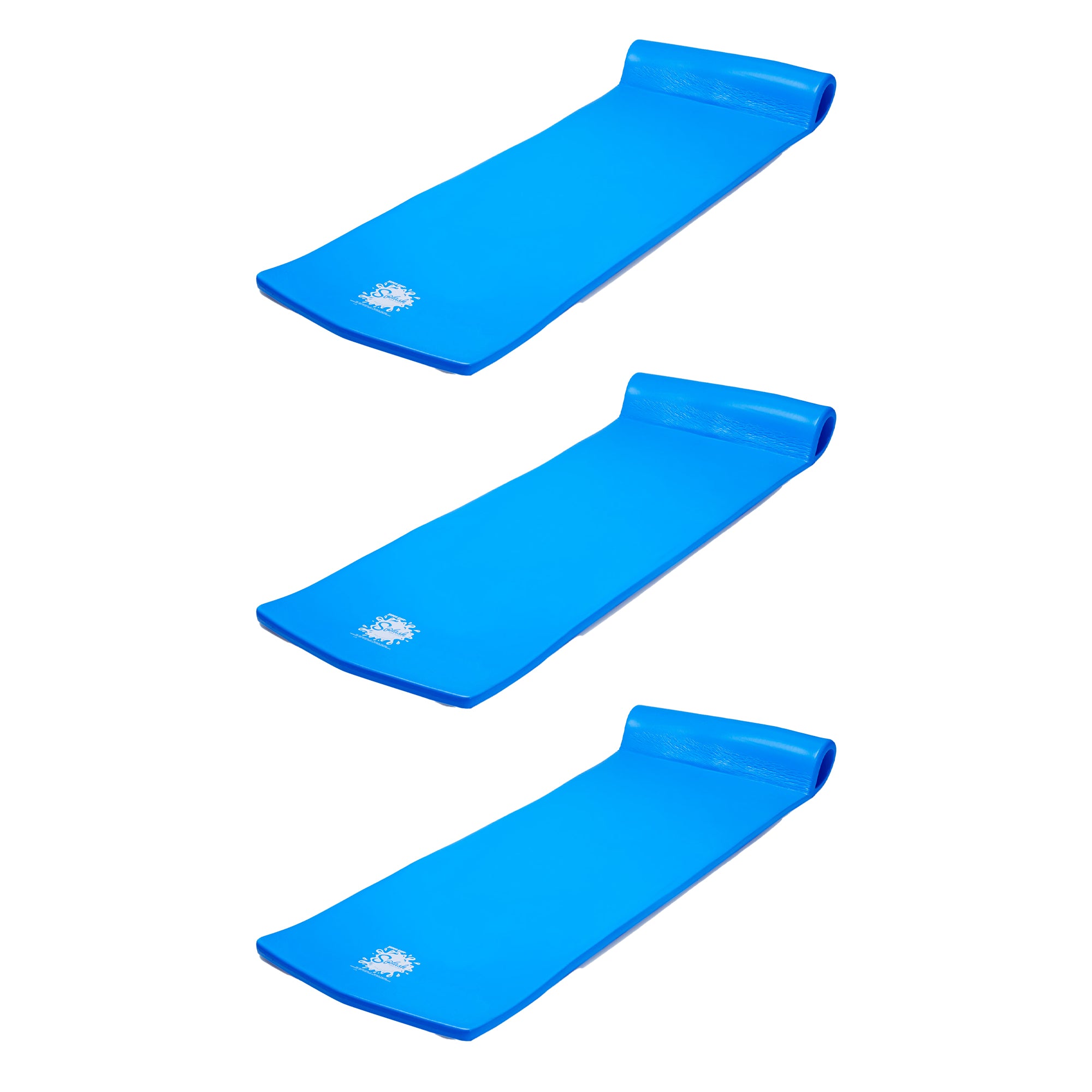 Texas Recreation Splash 70 Inch Foam Raft Lounger Pool Lake Float, Blue (3 Pack)