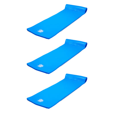 Texas Recreation Splash 70 Inch Foam Raft Lounger Pool Lake Float, Blue (3 Pack)