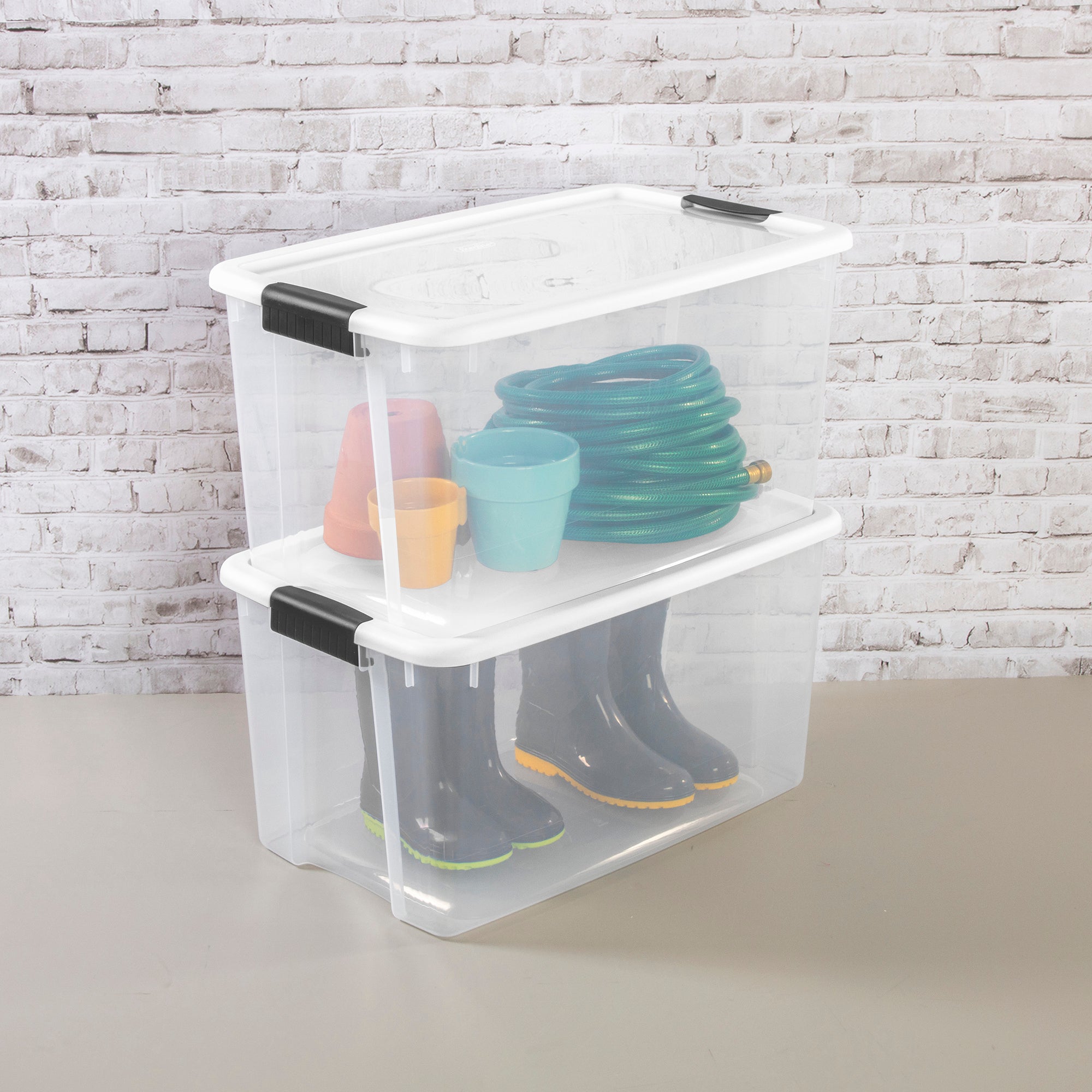 Sterilite 70 Qt Clear Plastic Stackable Storage Bin with Latching Lid, (4 Pack) - VMInnovations