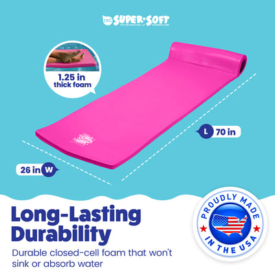 TRC Recreation Splash 1.25" Thick Pool Float Mats, Bahama Blue/Flamingo Pink - VMInnovations