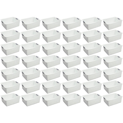 Sterilite Large Ultra Plastic Storage Bin Baskets with Handles, White, 42 Pack
