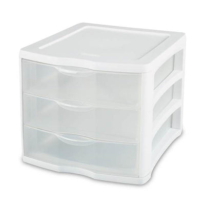 Sterilite ClearView Compact Stacking 3 Drawer Storage Organizer System, 40 Pack