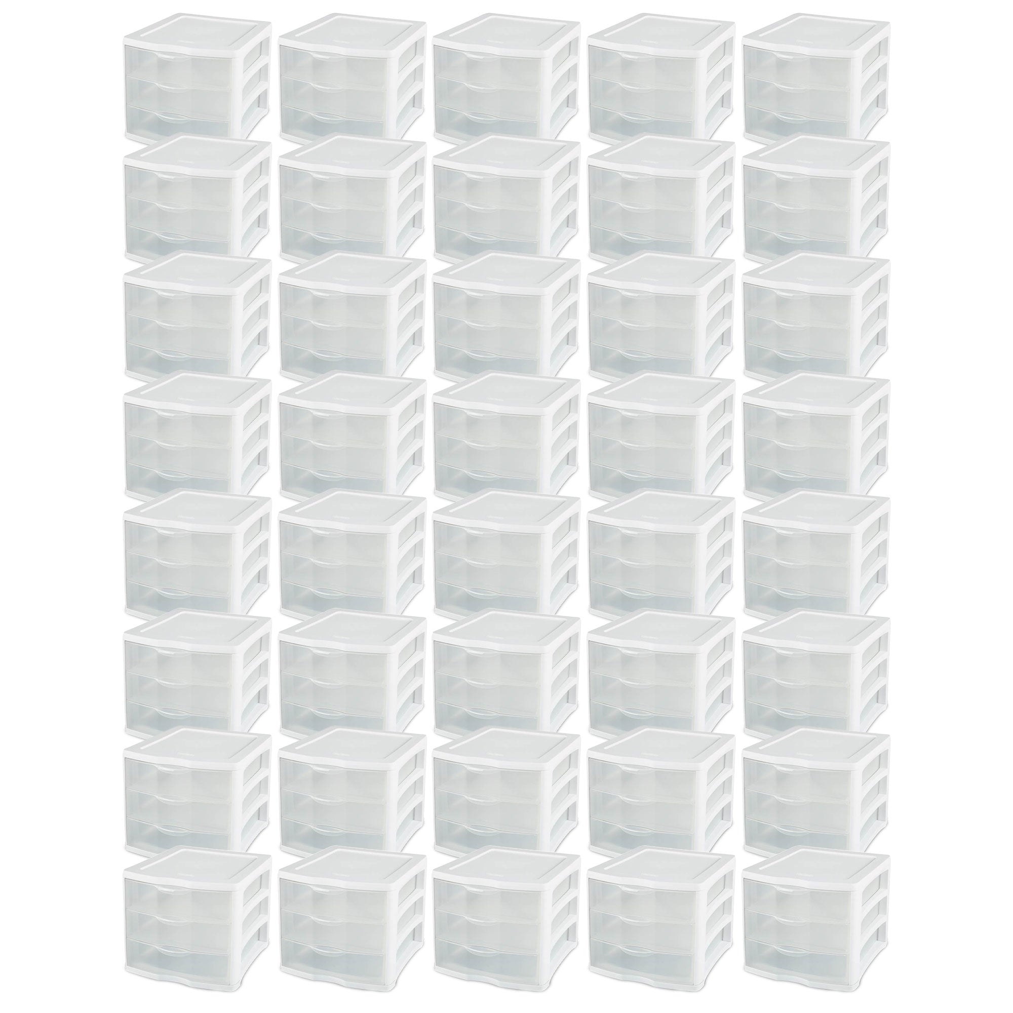 Sterilite ClearView Compact Stacking 3 Drawer Storage Organizer System, 40 Pack