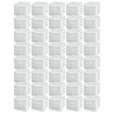 Sterilite ClearView Compact Stacking 3 Drawer Storage Organizer System, 40 Pack