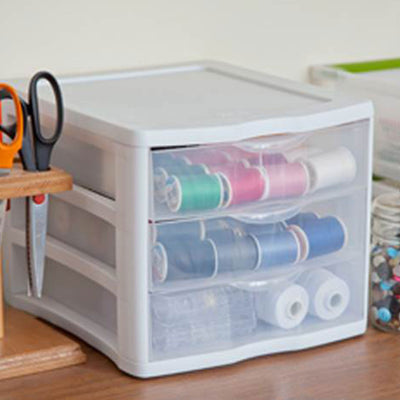 Sterilite ClearView Compact Stacking 3 Drawer Storage Organizer System, 40 Pack