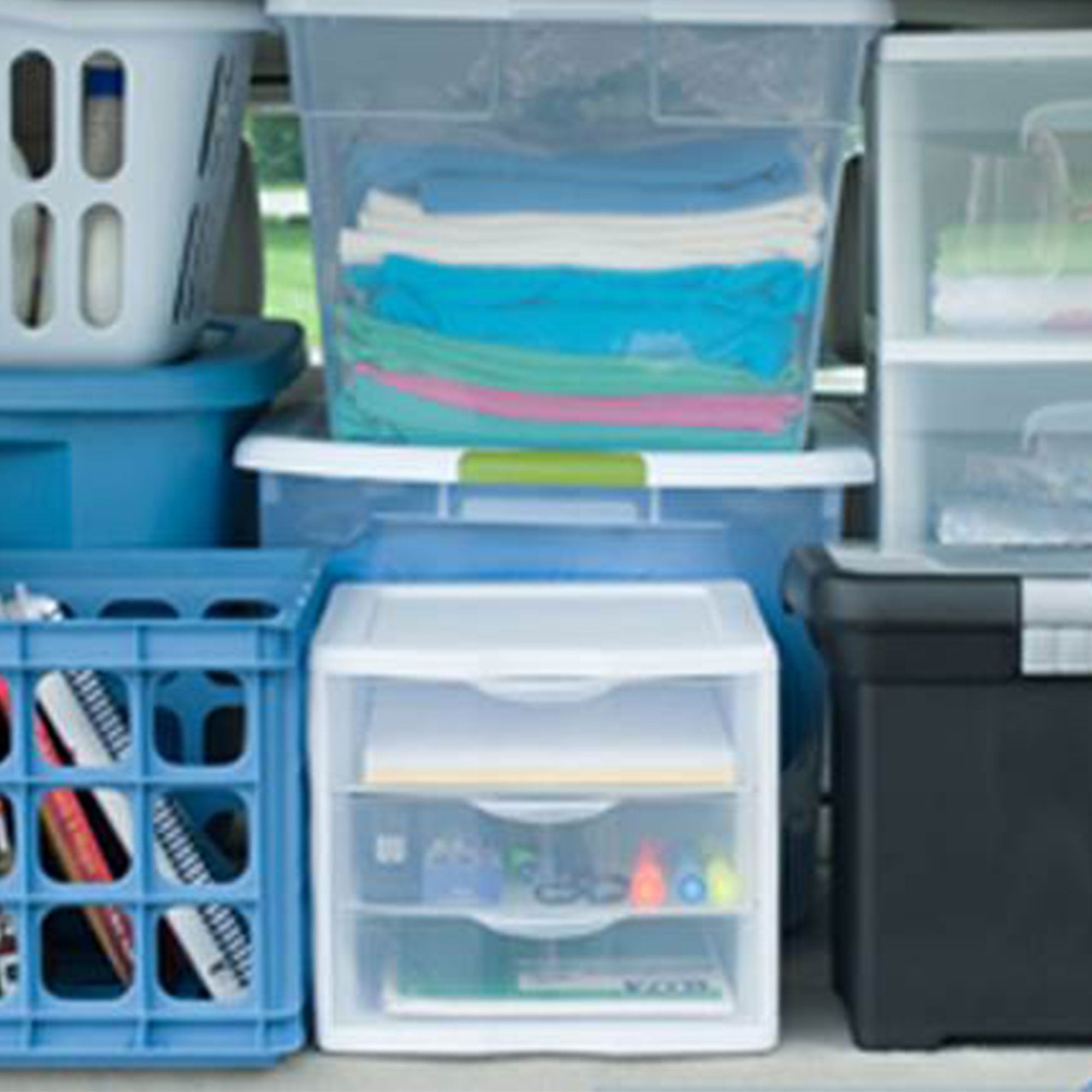 Sterilite ClearView Compact Stacking 3 Drawer Storage Organizer System, 40 Pack
