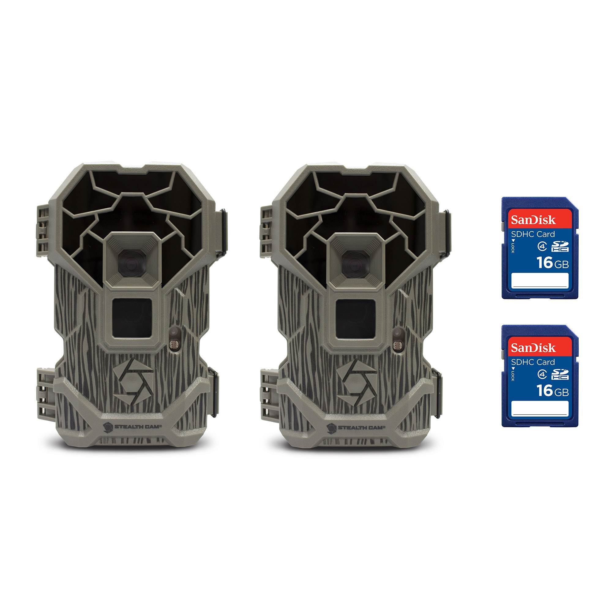 Stealth Cam PXP24NG 16MP Hunting Game Trail Camera (2 Pack) + SD Cards (2 Pack)